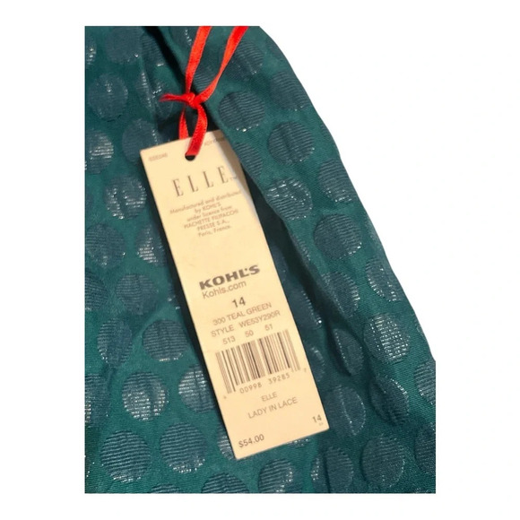 Elle Lady in Lace Teal Green Full Skirt with Pleats and Polka Dots Size 14 NWT - Picture 4 of 7